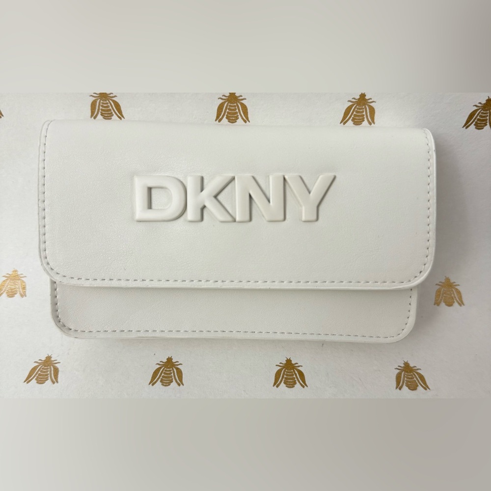 DKNY Belt Bag WHITE Vegan Leather Fanny Pack Designer *Belt Not Included*